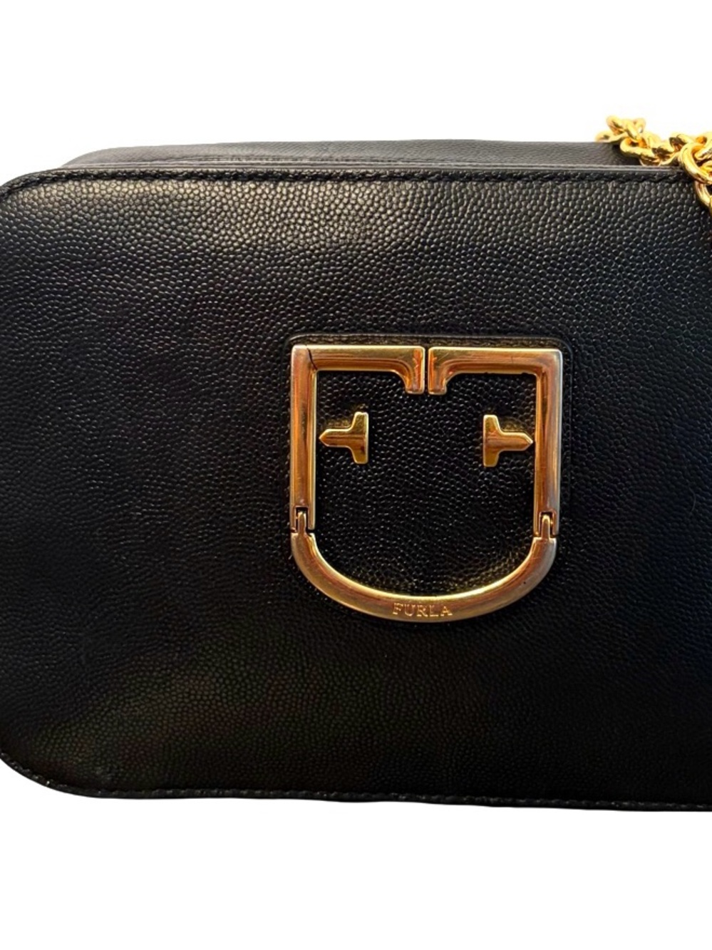 Furla Brava Leather Camera Crossbody Bag Pouch Black Authentic Made In Italy - Picture 5 of 14